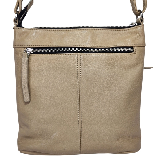 Luxeoria Pebble Grain Leather Crossbody Bag Light Peach Tan Beige Classic Medium - Picture 5 of 16